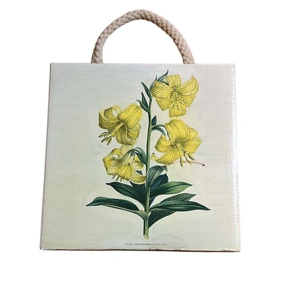 Vintage Botanical Print Wild Yellow Lilies wall hanging ceramic porcelain lily - Picture 7 of 7
